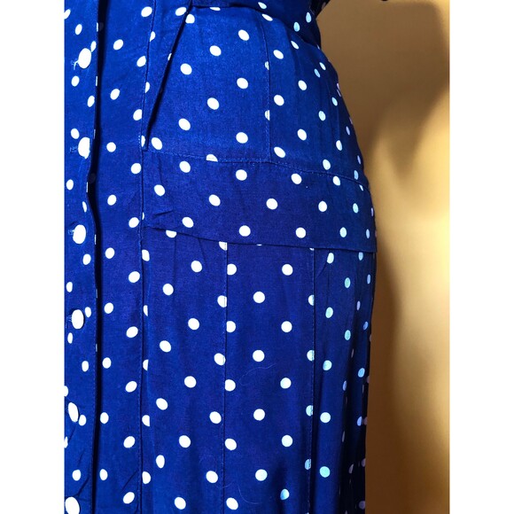 1970s-1980s 40s StylePolka Dot Drop Waist Button Up Back Peplum Dress. S-M AS IS - Picture 8 of 10